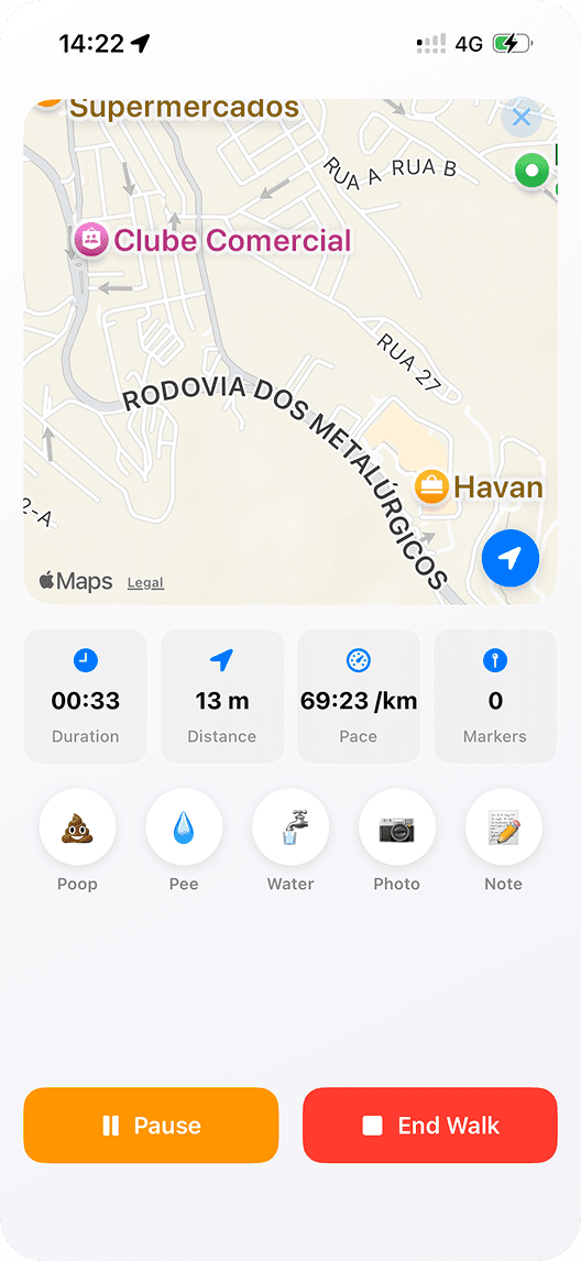 Dogly Walk Tracker feature
